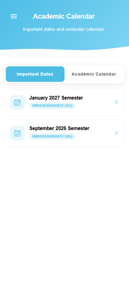 Tarikh penting semester dan kalendar akademik