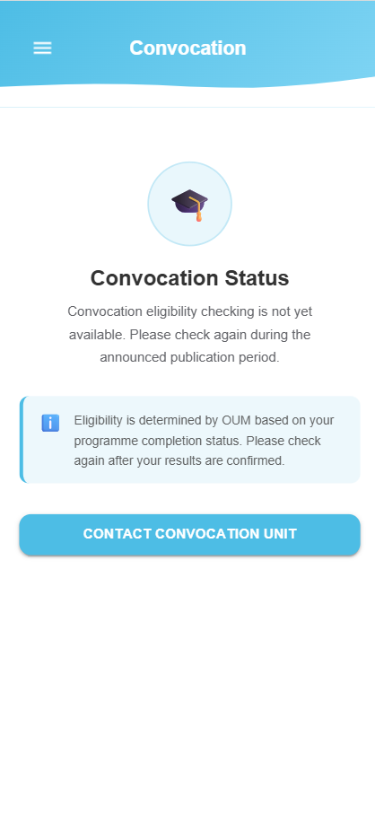 Maklumat status dan unit konvokesyen
